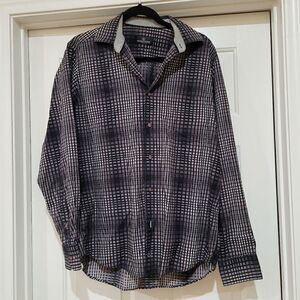 Bugatchi uomo black and grey check shirt